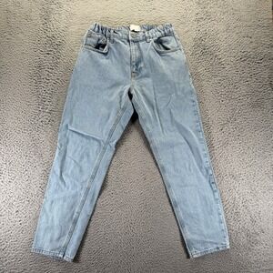 ASOS Jeans Mens 32x28 Blue Cotton Denim Tapered Elastic Waist Workwear Travel